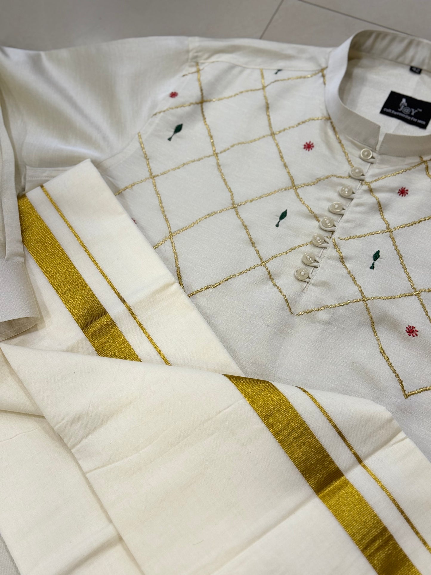 Satin Linen Kurta with embroidery