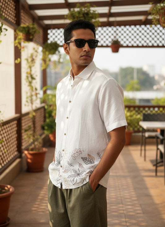 Ivory Botanica Embroidery Shirt
