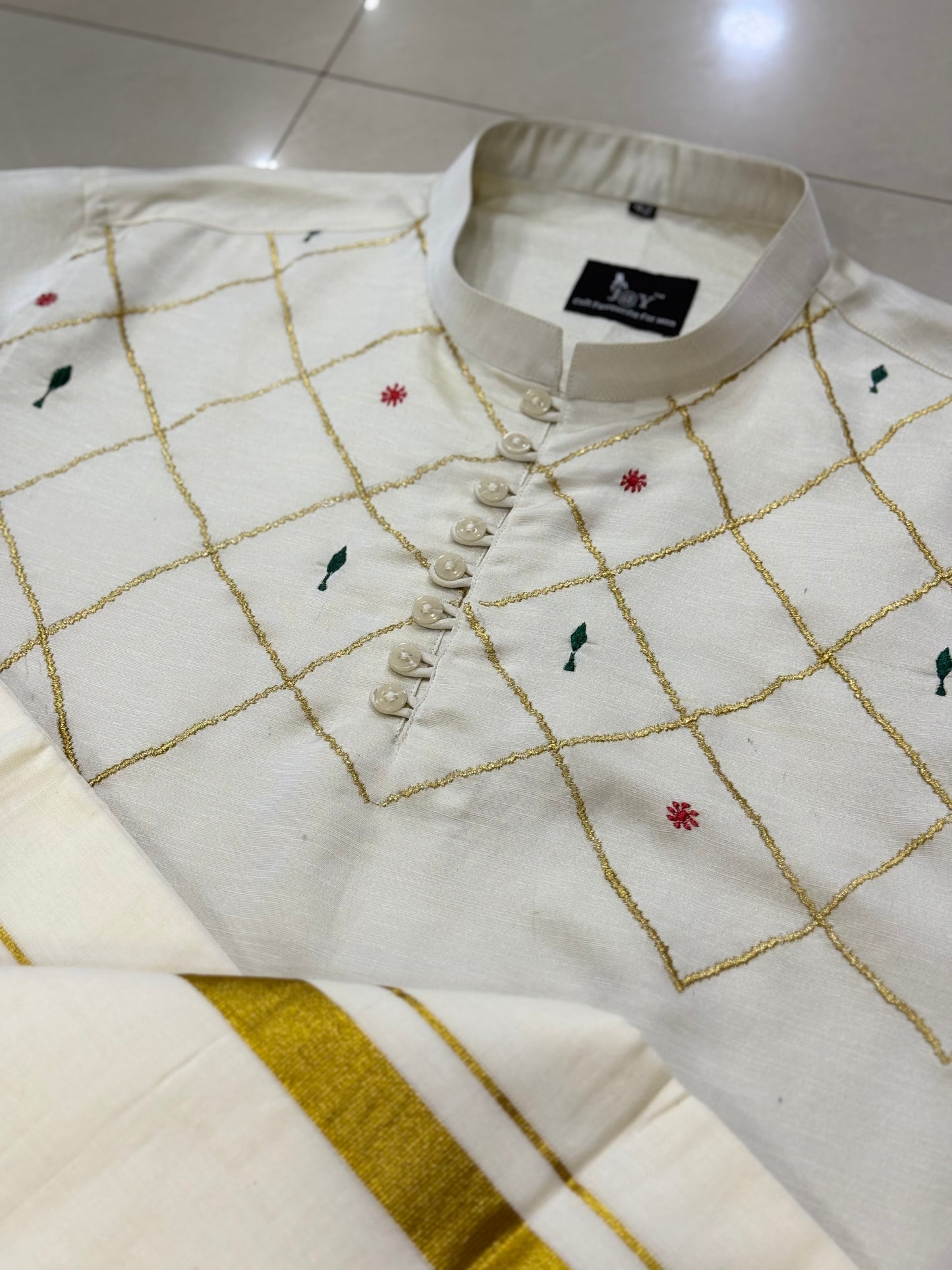 Satin Linen Kurta with embroidery