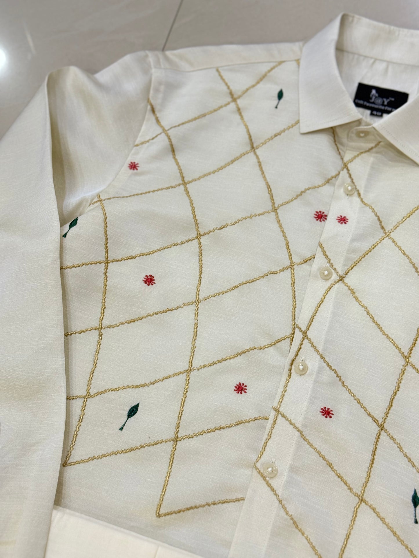 Satin Linen Shirt with embroidery