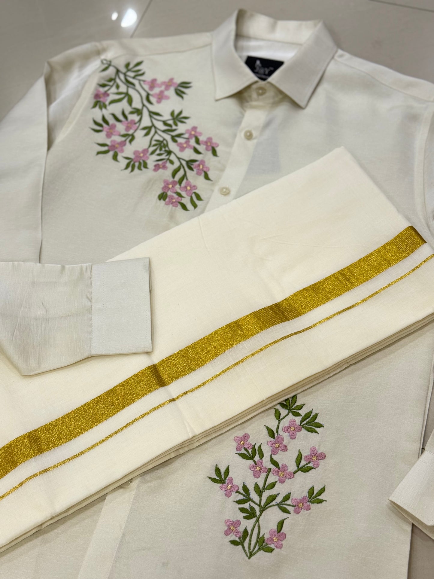 Satin Linen Flower Embroidery