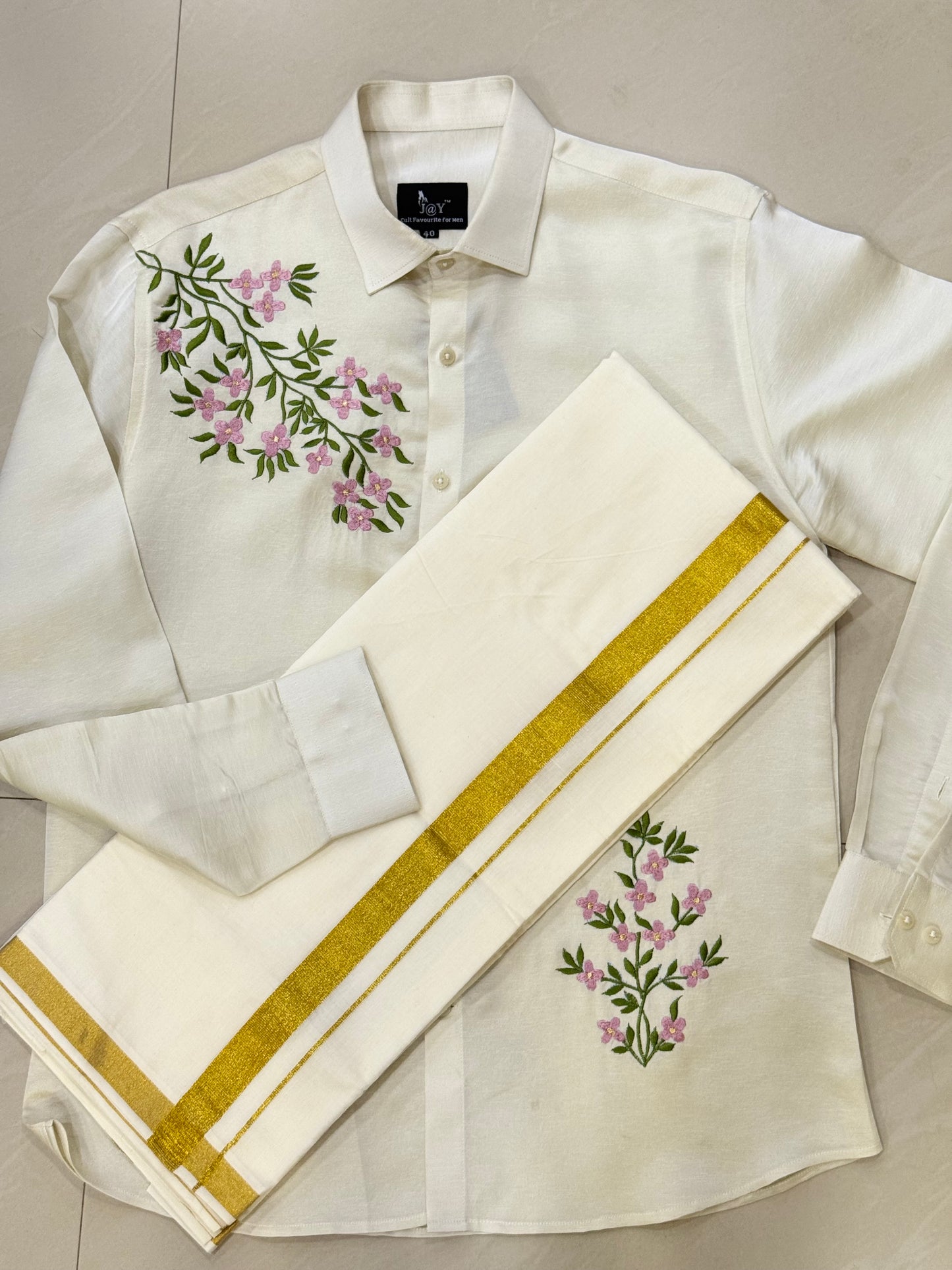 Satin Linen Flower Embroidery