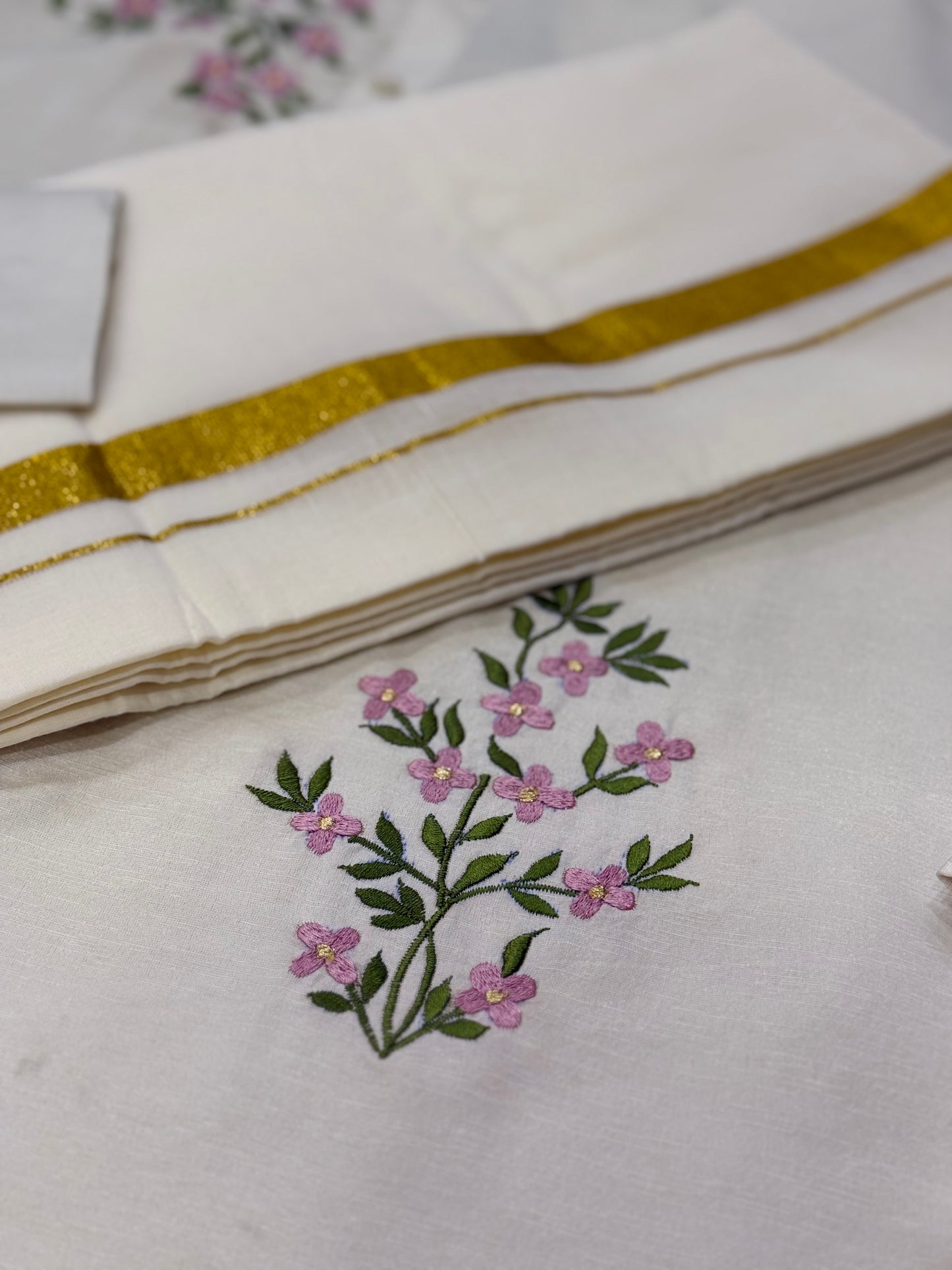Satin Linen Flower Embroidery