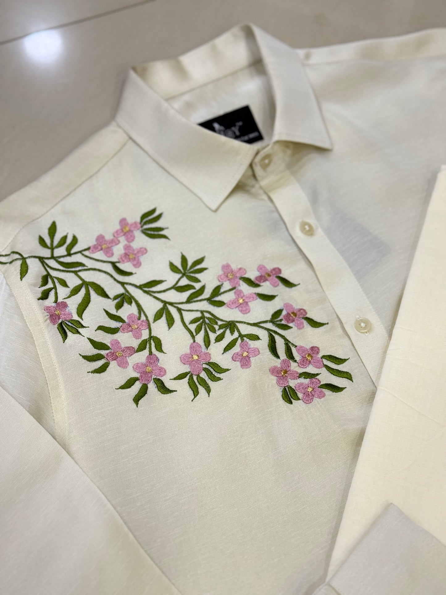 Satin Linen Flower Embroidery