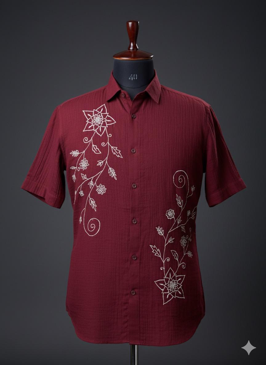 Maroon Shirt with Mandala Style