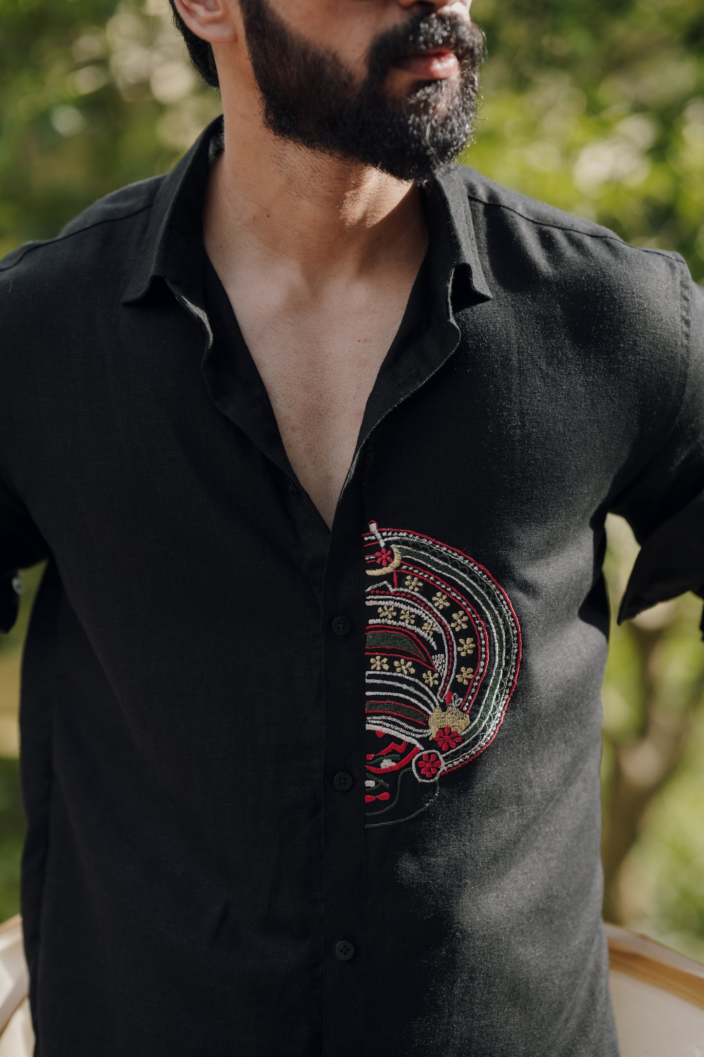 Kathakali Embroidery Double Black Shirt
