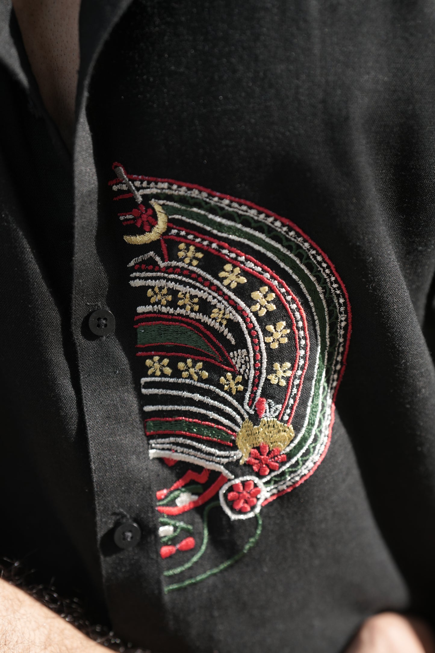 Kathakali Embroidery Double Black Shirt