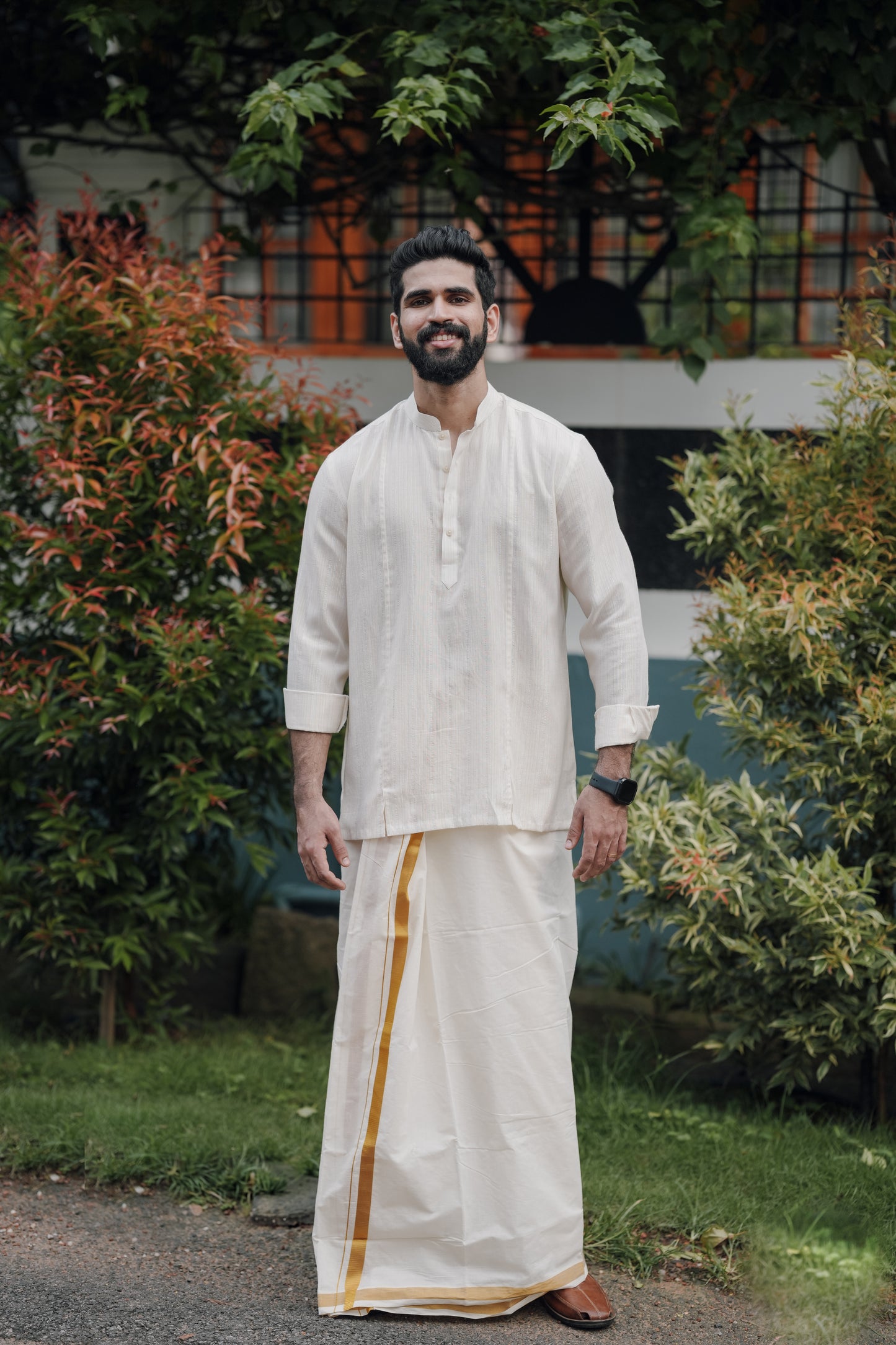 Gold Stripes Kurta - Double Slit style
