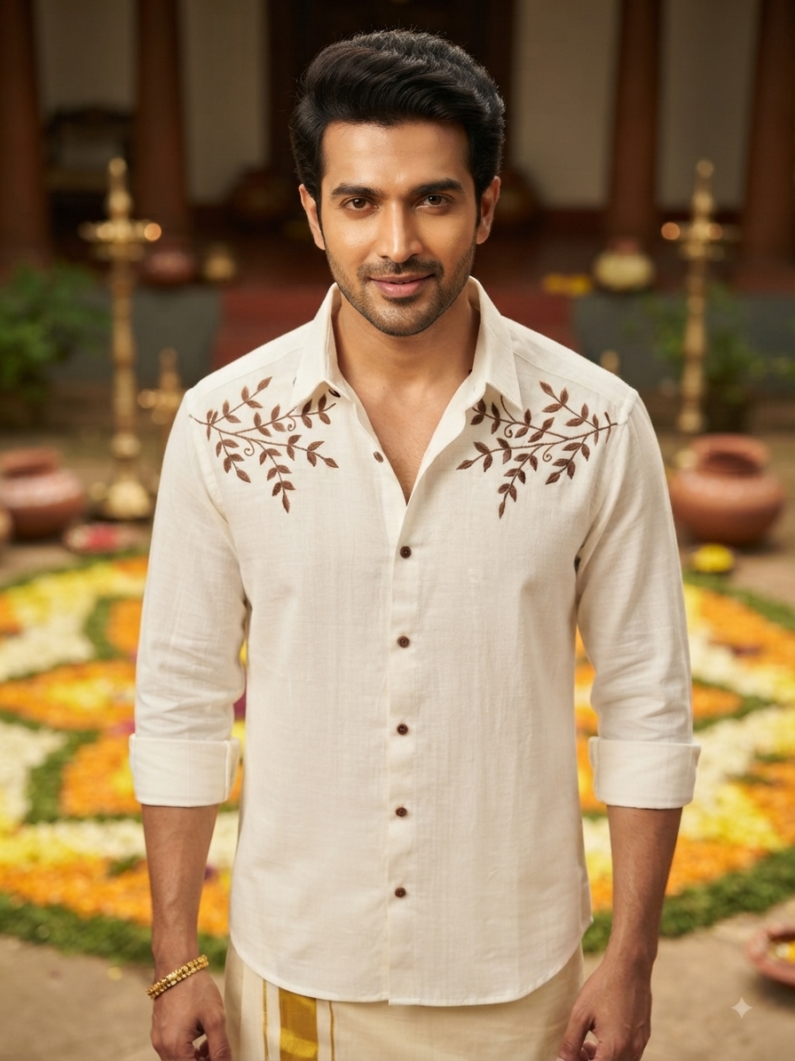 Brown Shoulder Embroidery