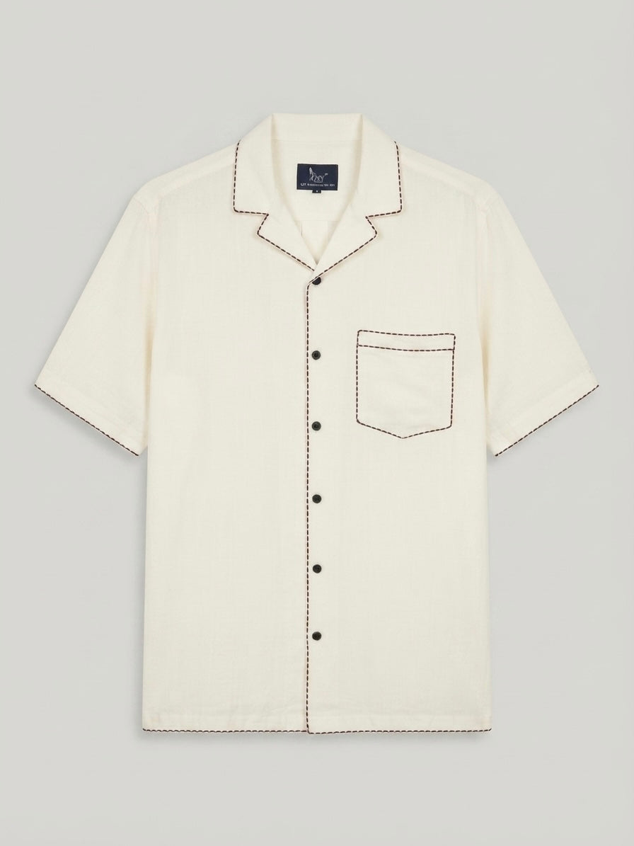Classic Border Work Offwhite Shirt