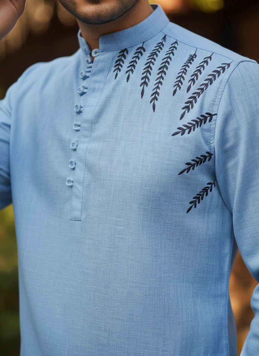 Blue Leaf Short kurta