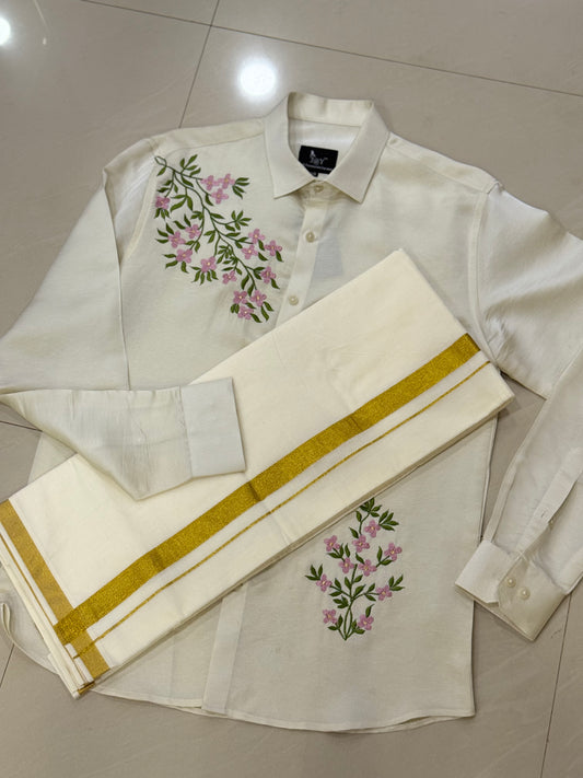 Satin Linen Flower Embroidery