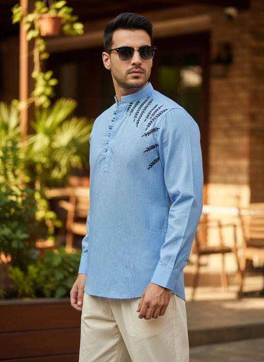 Blue Leaf Short kurta