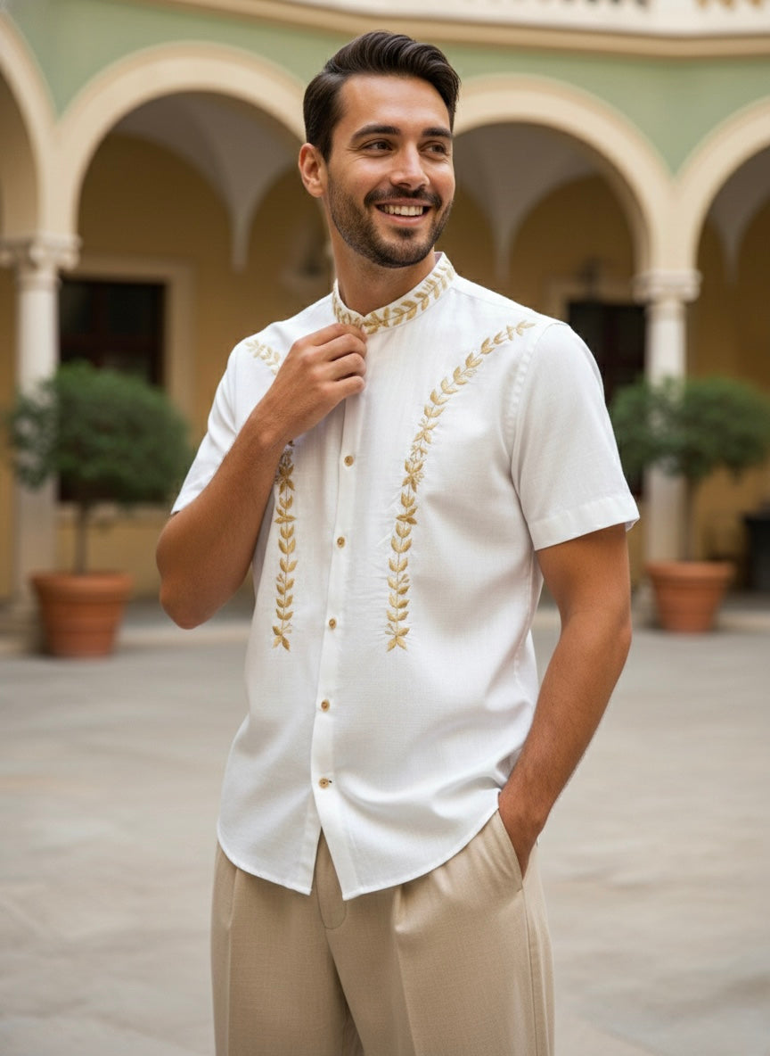 White shirt with Gold Embroidery
