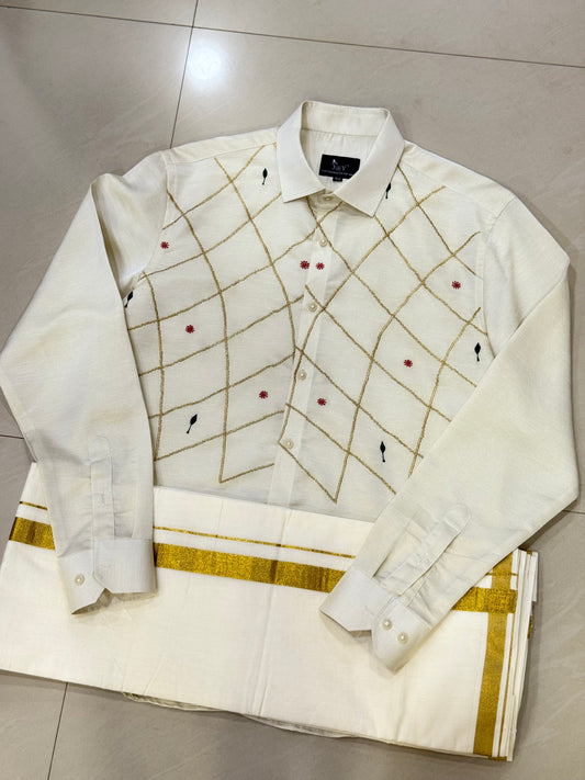 Satin Linen Shirt with embroidery