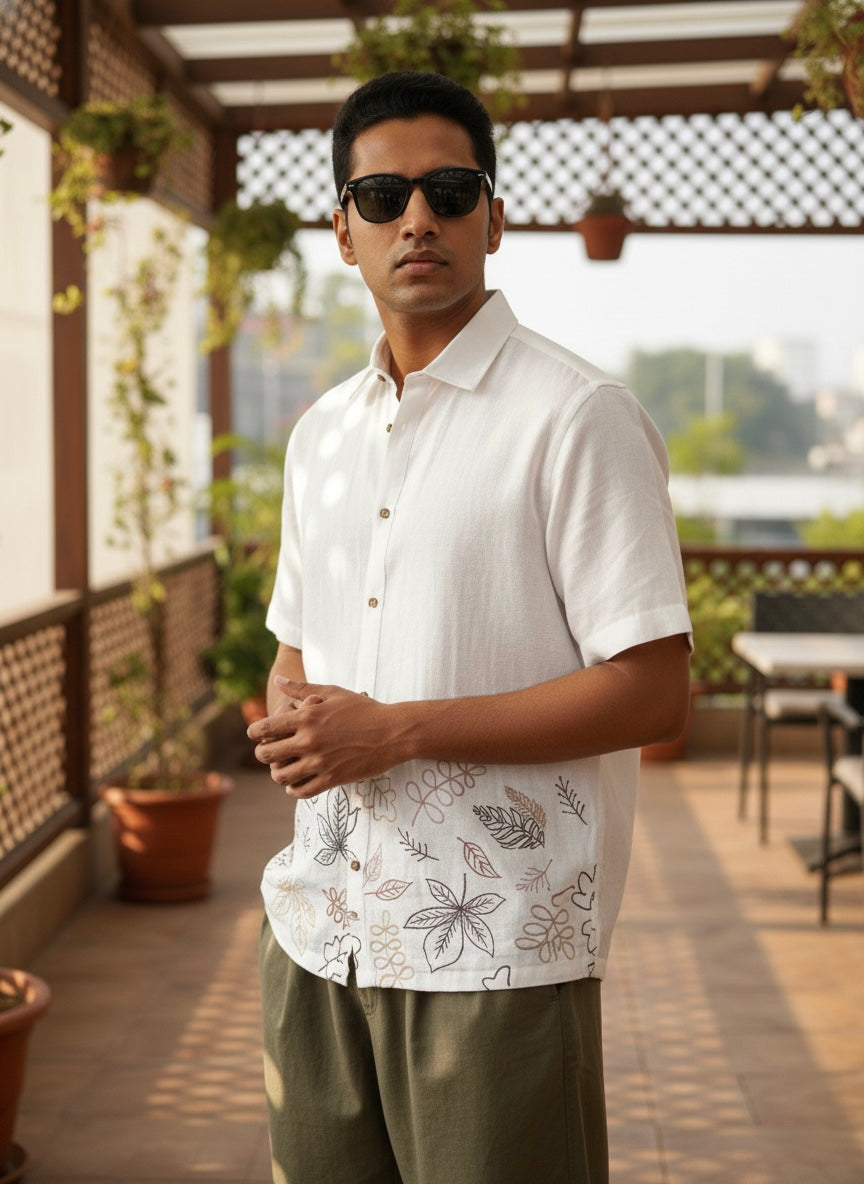 Ivory Botanica Embroidery Shirt