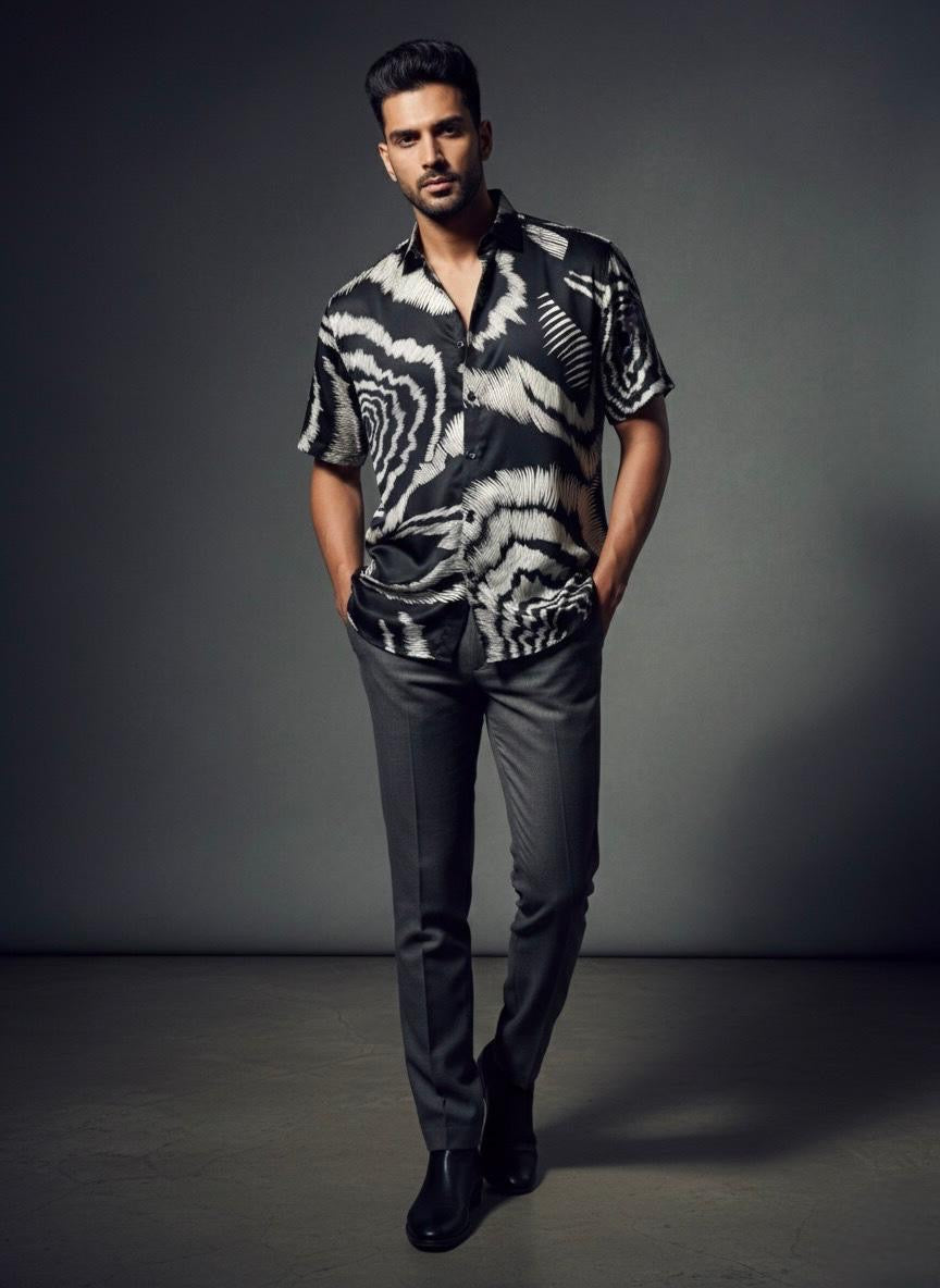 Black Floral Printed Shirt