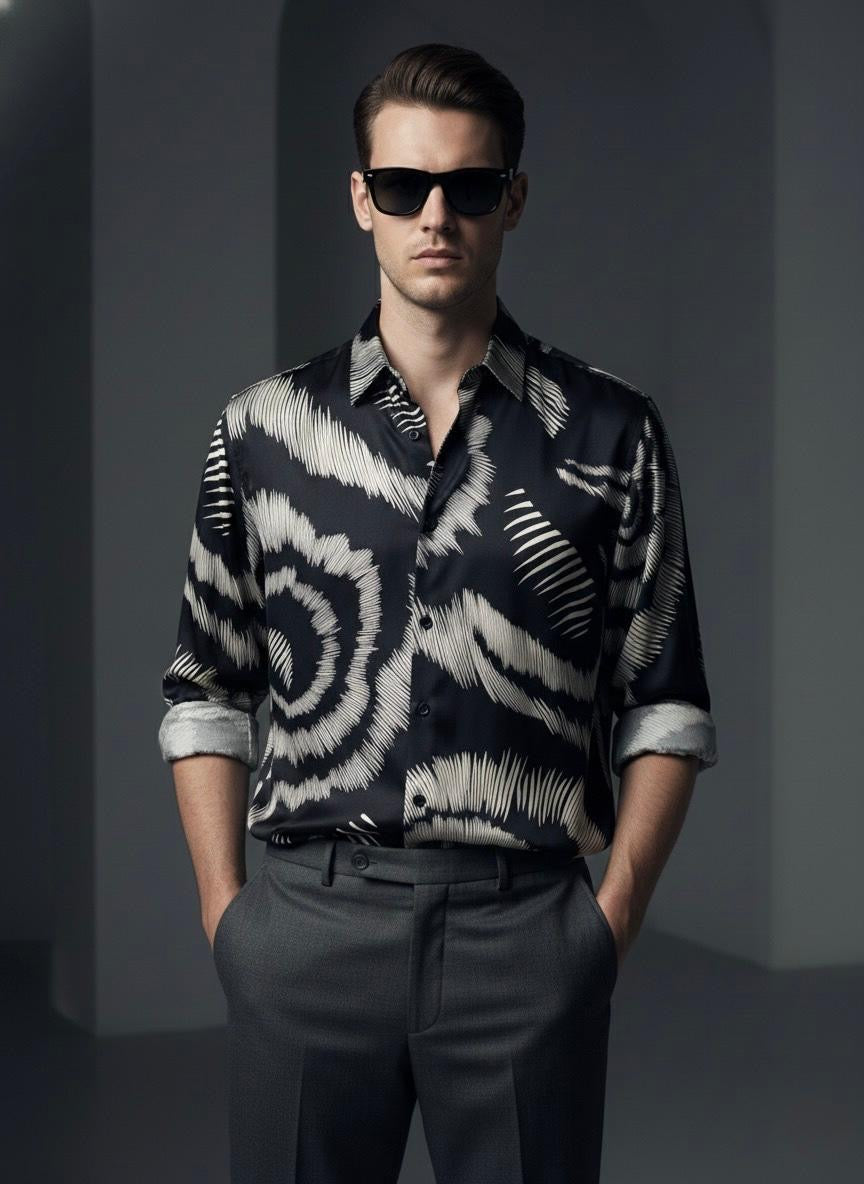 Black Floral Printed Shirt