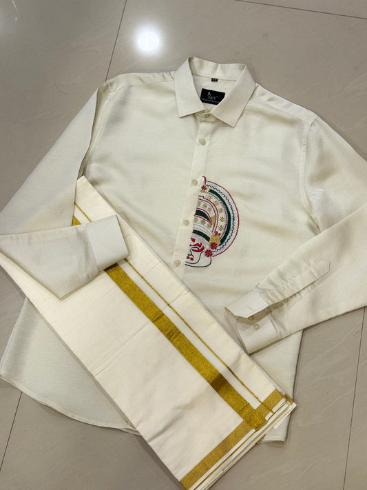 Satin Linen Kathakali Embroidery