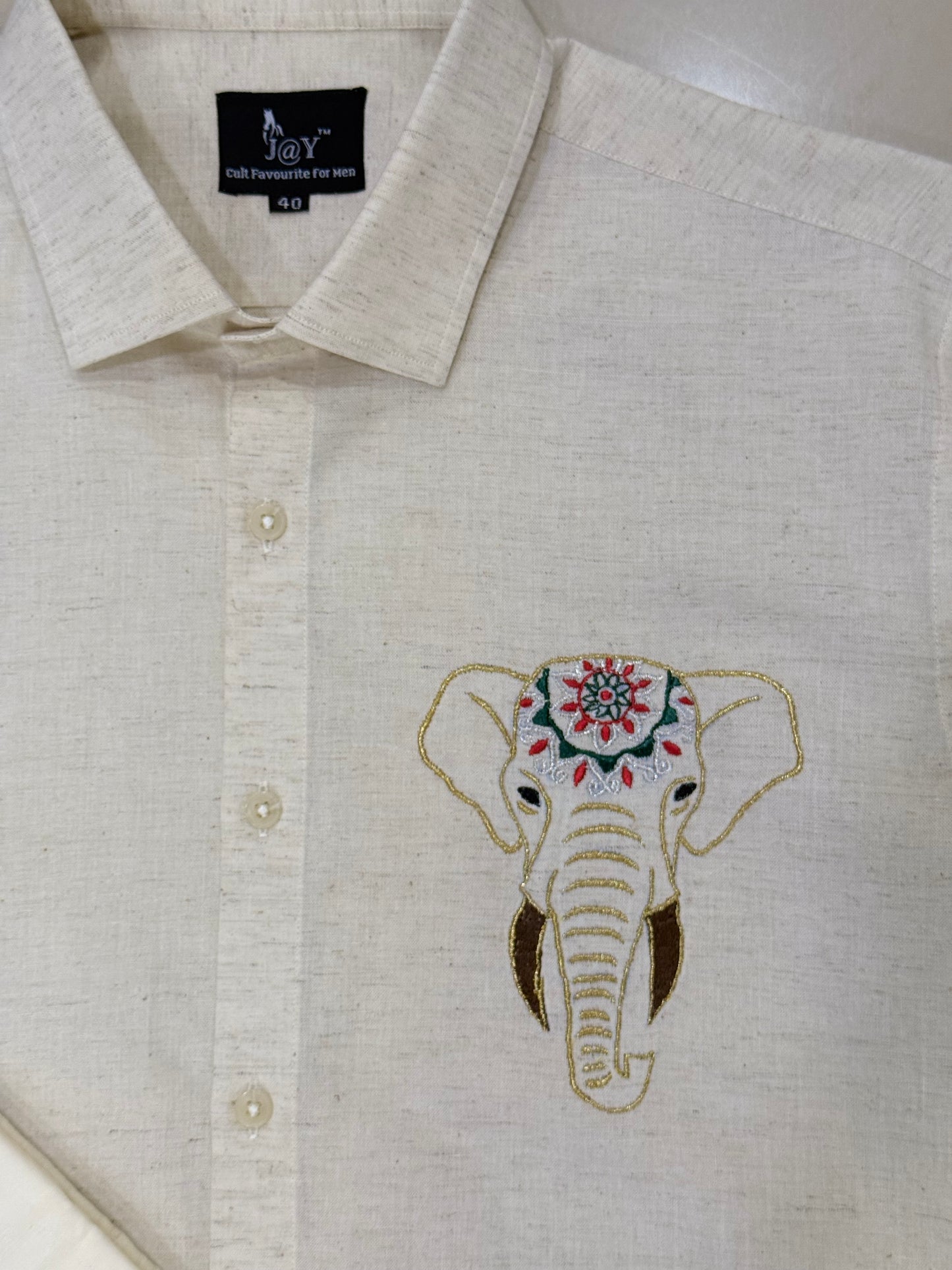 Cotton shirt - Elephant Mandala Style Embroidery