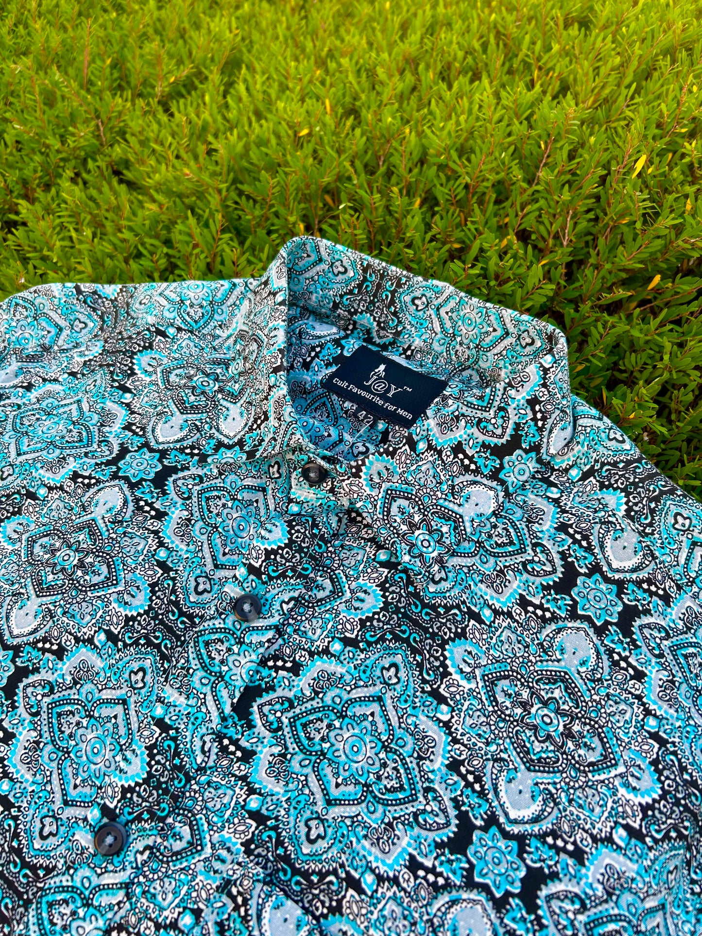 Mandala Style Turquoise Blue Shirt