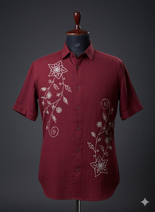 Maroon Shirt with Mandala Style