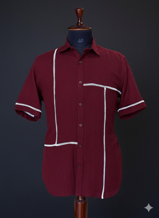 Maroon Shirt with Lace Style 2