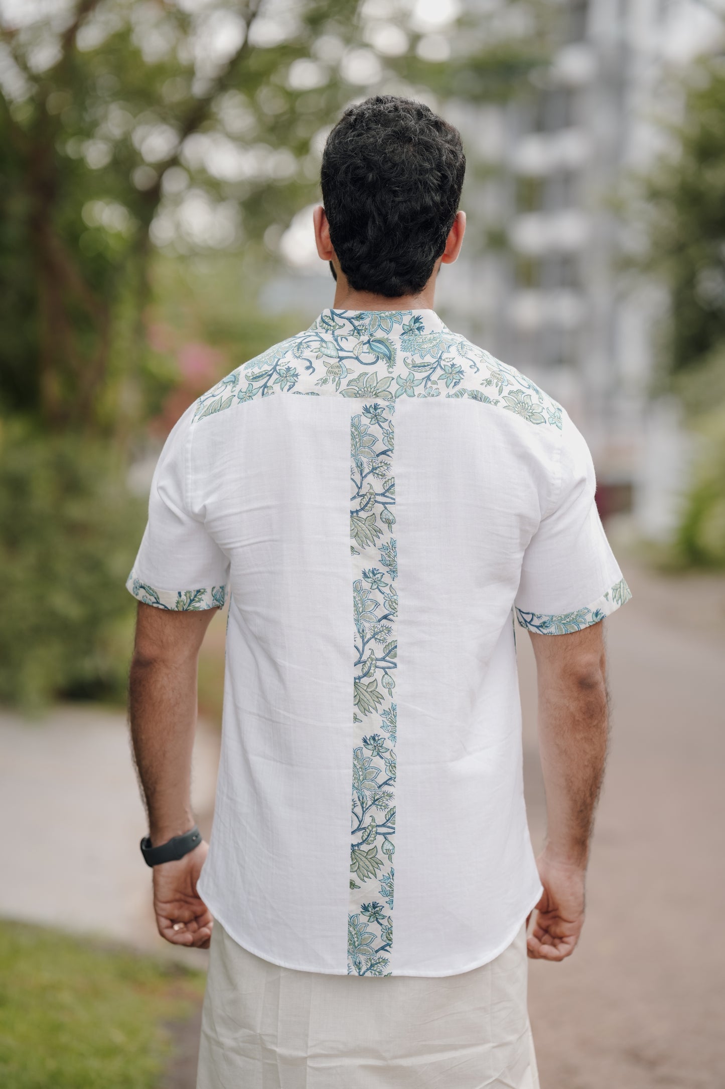 Printed Shirt with Mandarin Collar