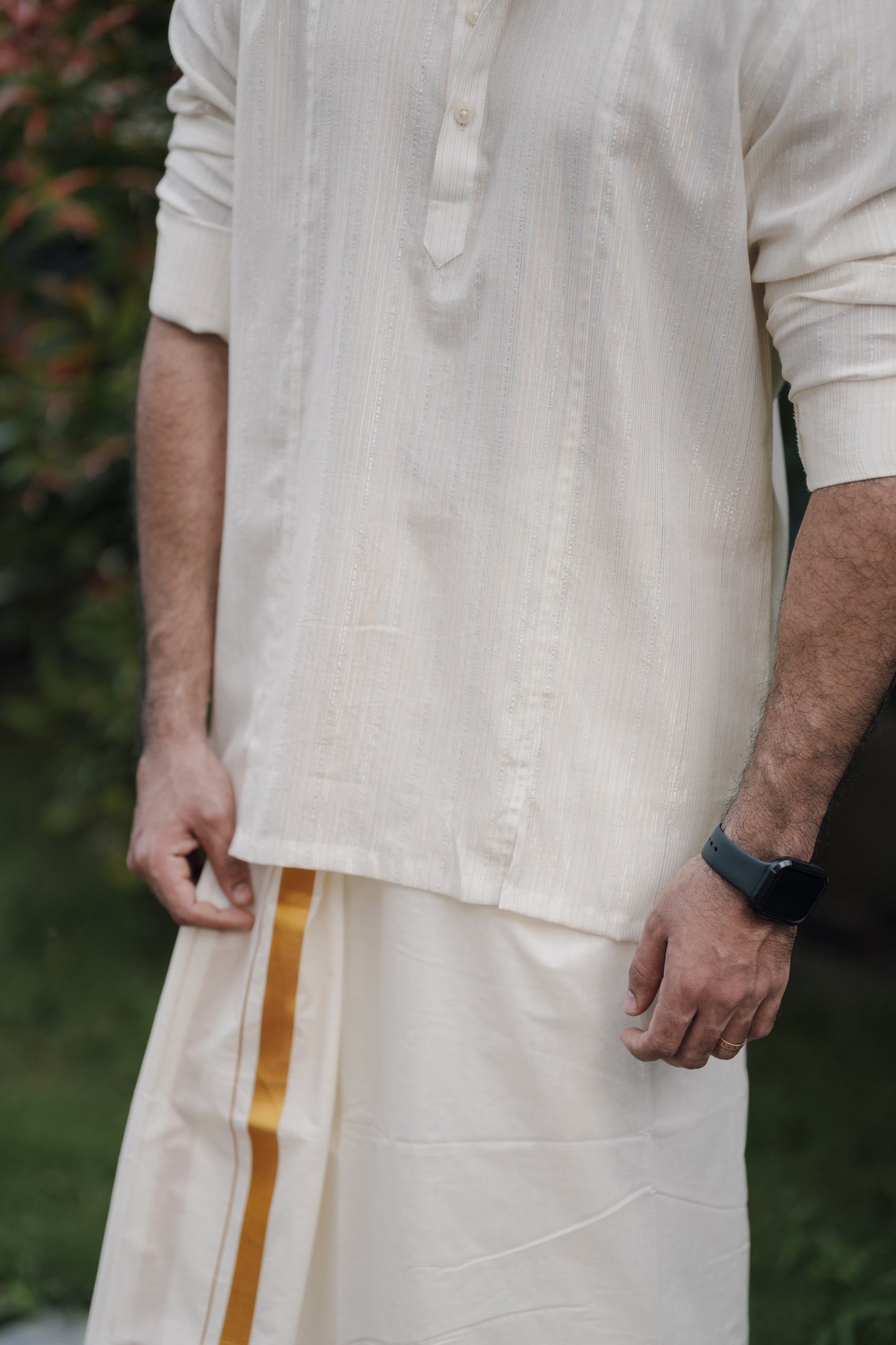 Gold Stripes Kurta - Double Slit style