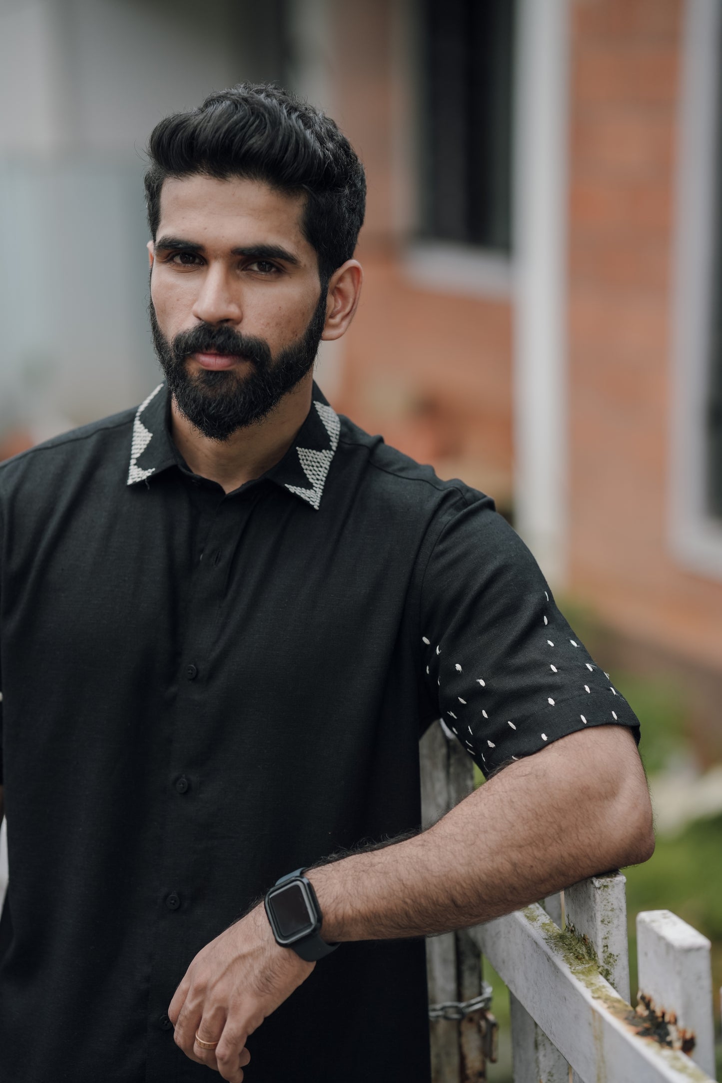 Zeus embroidered black shirt