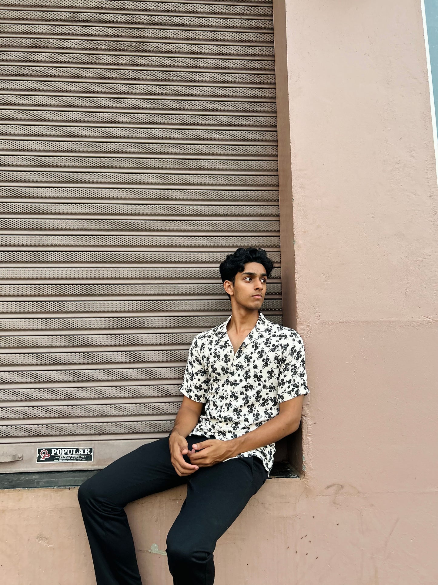 Black floral shirt