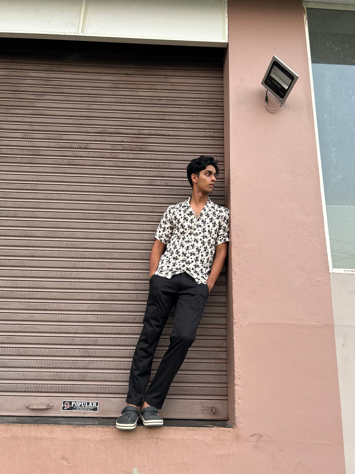 Black floral shirt