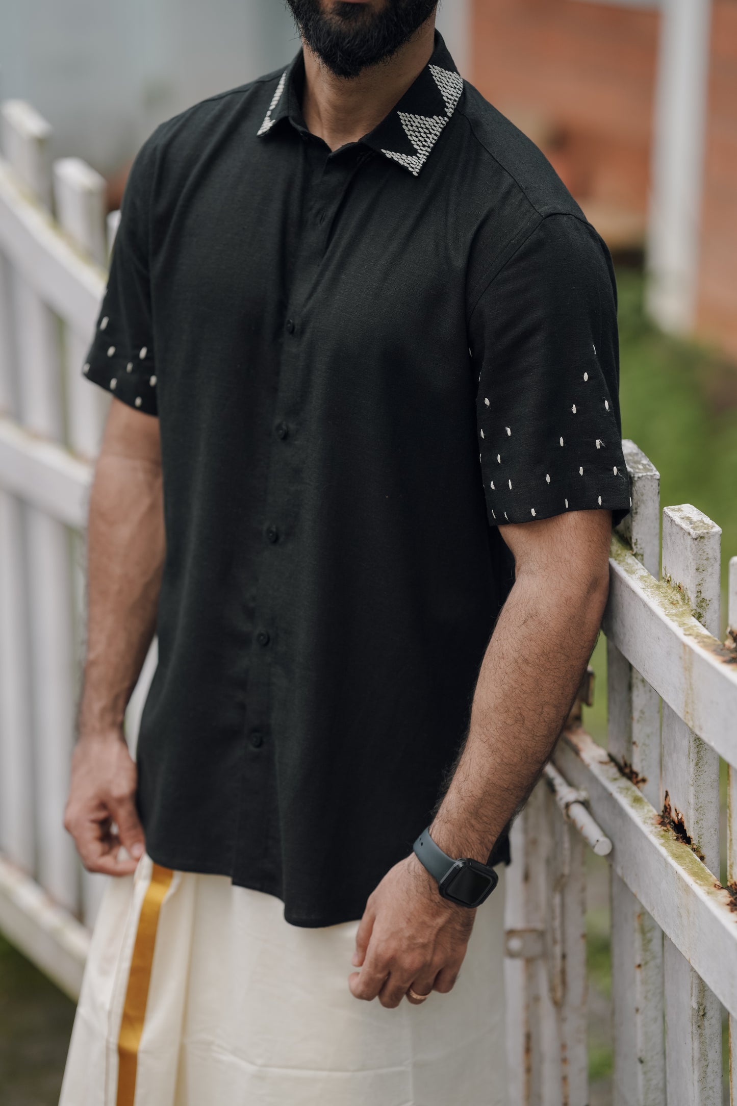 Zeus embroidered black shirt